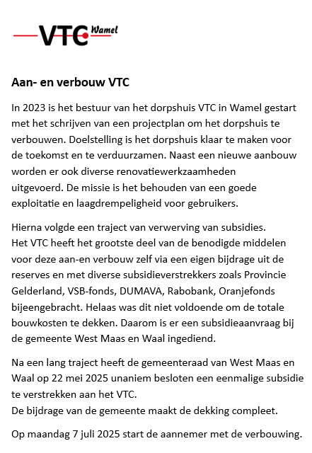 Aan- en verbouw VTC
